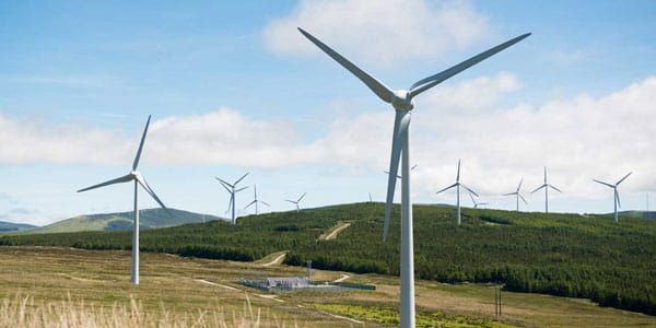 Wind turbines at an Ørsted onshore wind farm