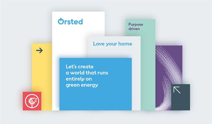 Ørsted brand materials illustrating Ørsted's brand guide.