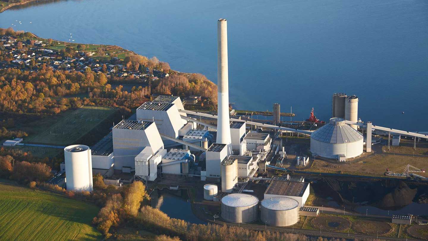 Bird's-eye view of Skaerbaek Power Station.