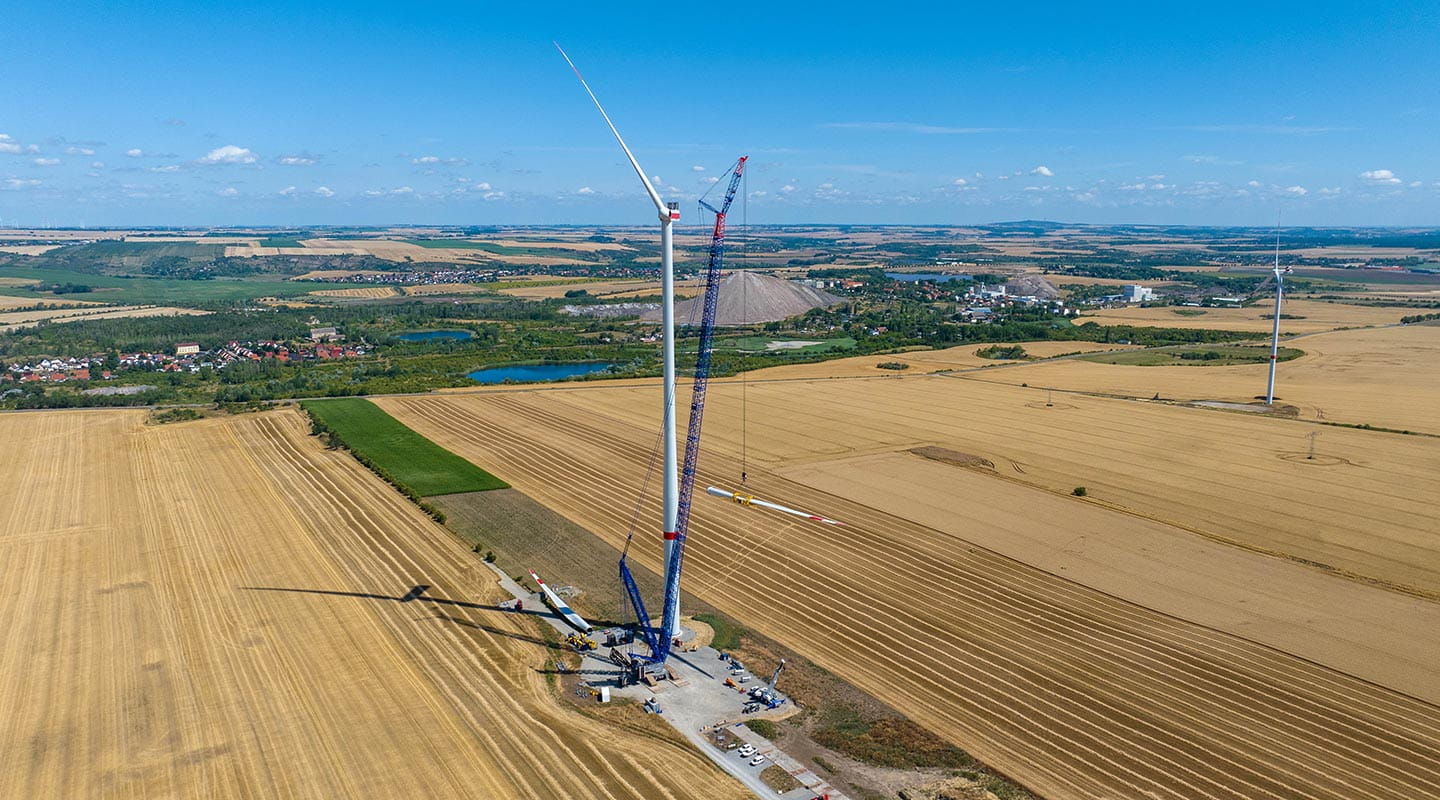 Windpark Wansleben Repowering II im Bau. Foto: Alexander Kühne/mt-media