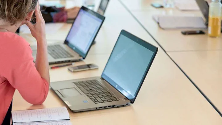 Laptops on a table