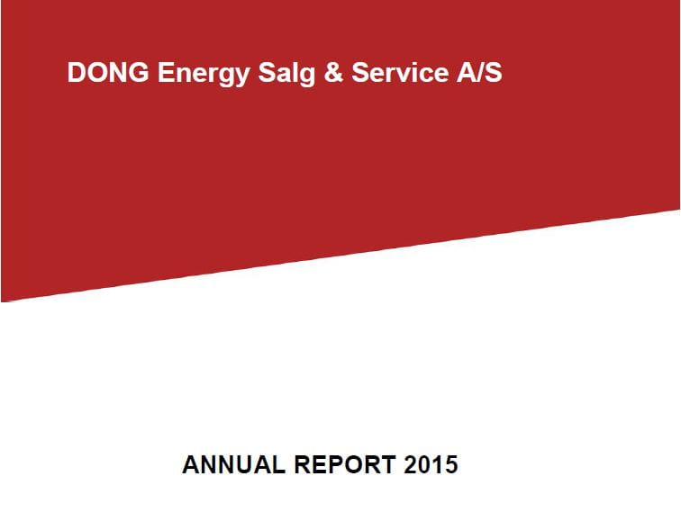 Ørsted, then known as DONG Energy, Sale & Service annual report for 2015.