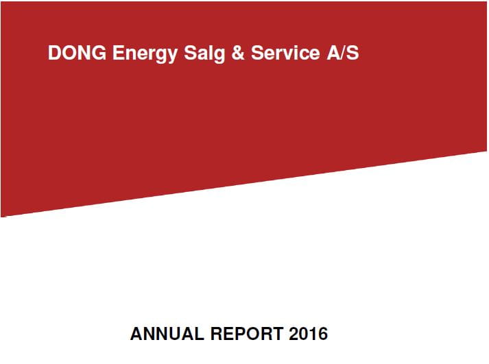 Ørsted, then known as DONG Energy, Sale & Service annual report for 2016.
