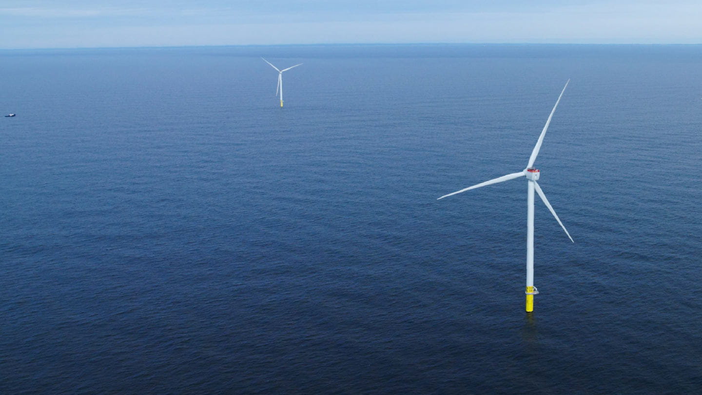 An Ørsted offshore wind turbine, part of a project creating jobs, boosting local economies, and supporting manufacturing.