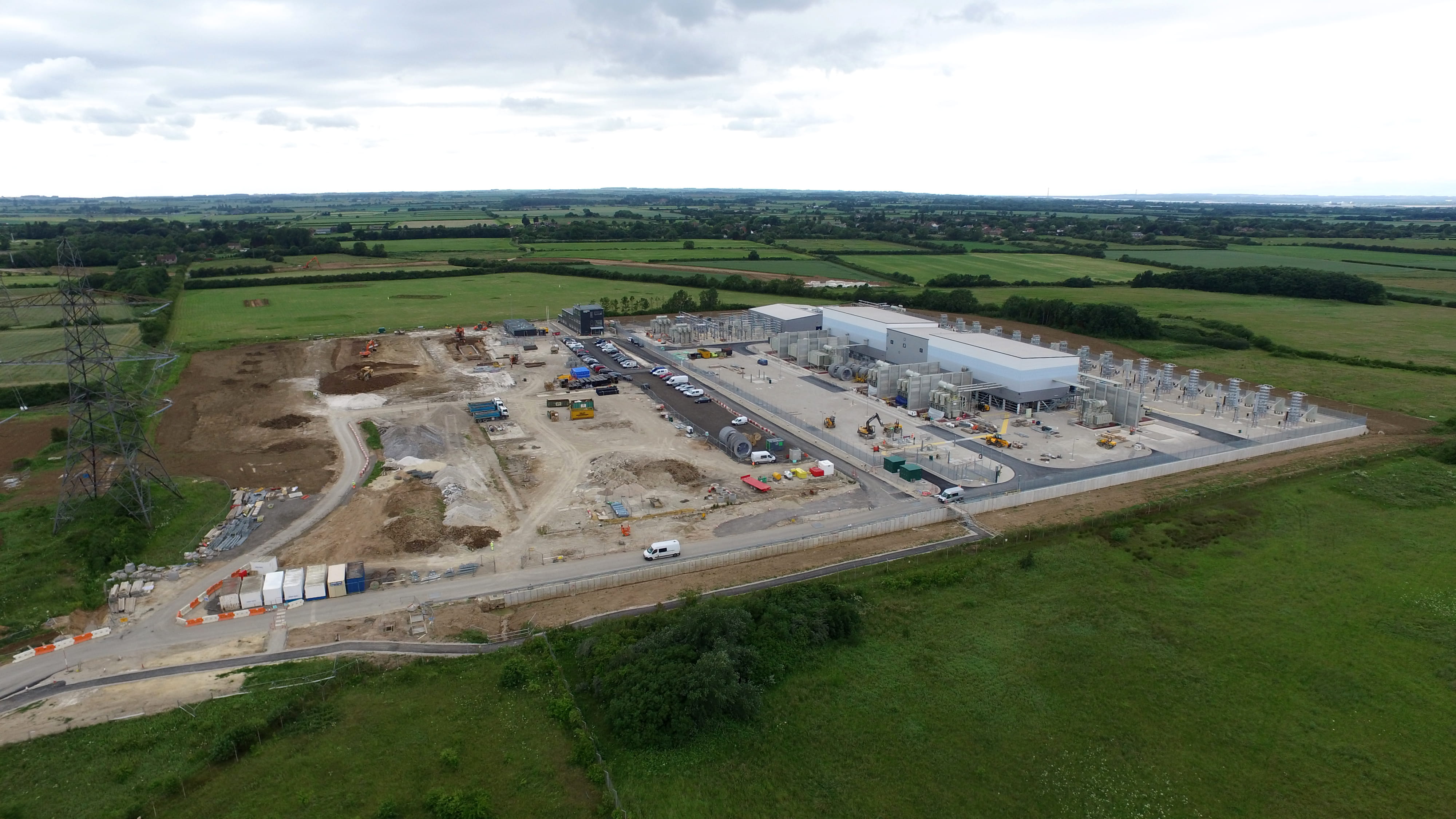 Aerial shot of North Killingholme site showing the Hornsea One substation and the adjacent land whereby preparatory works for Hornsea Two'ds substation have already begun