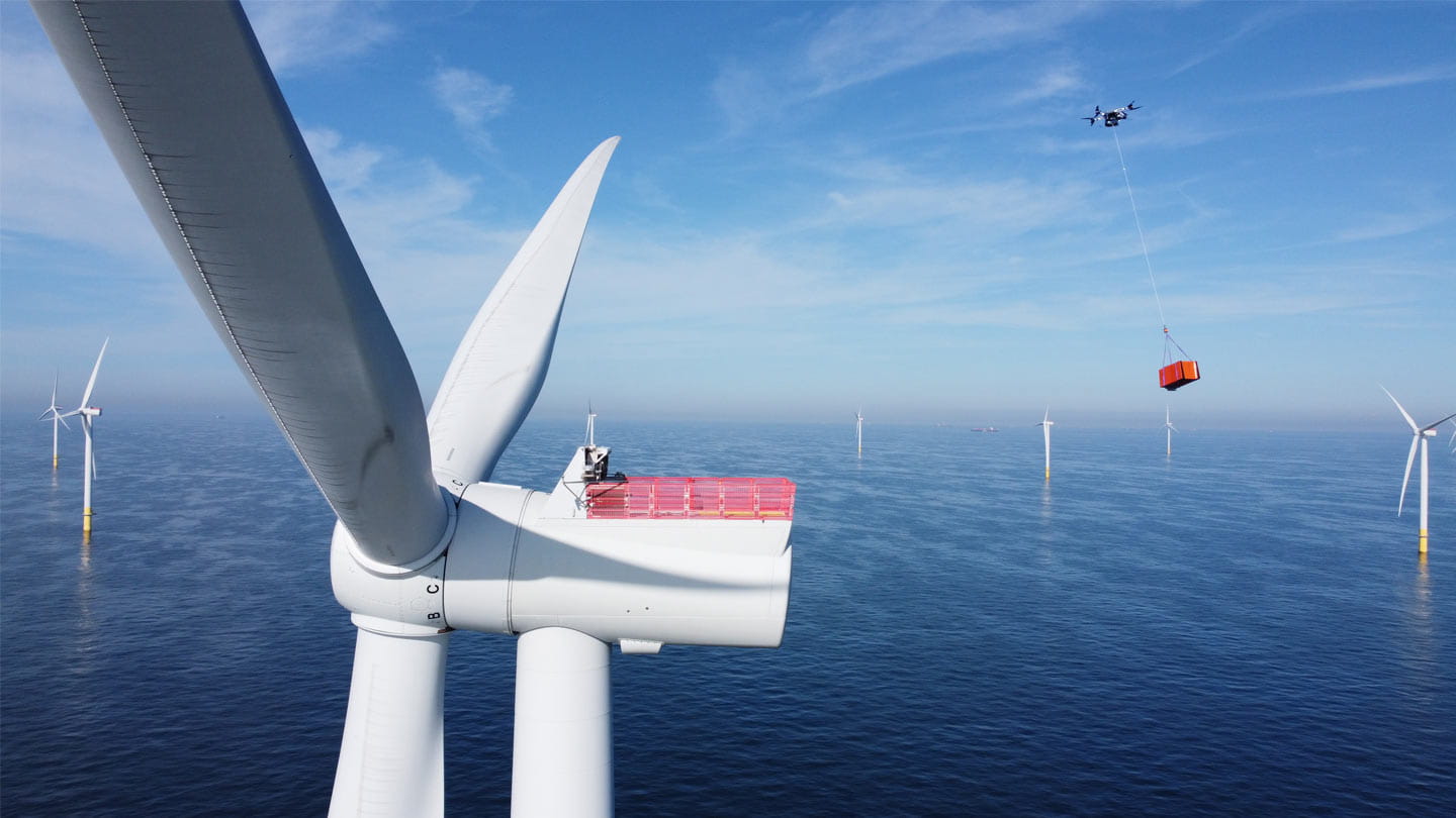 Ørsted’s industry-pioneering heavy-lift drone in operation campaign has been able to complete the tasks at Borssele 10-15 times faster than normally.