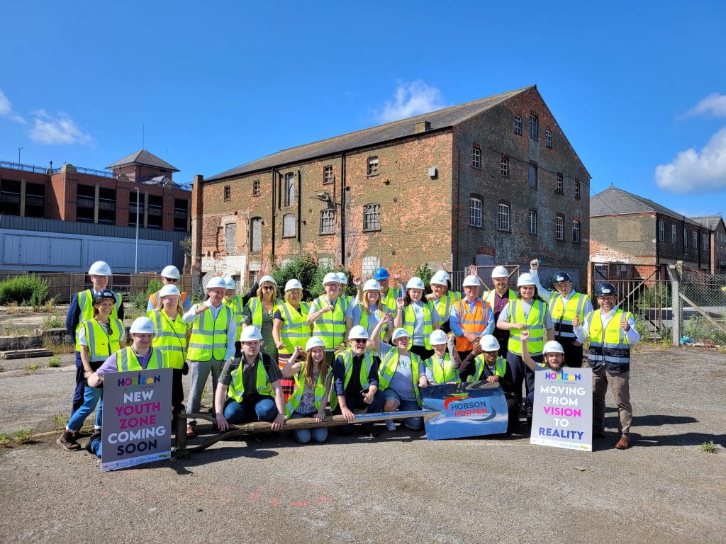 Supporters and young people celebrate start of construction phase of Horizon Youth Zone