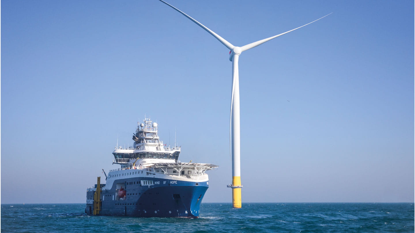 Image showing Ørsted’s Wind of Hope Service Operations Vessel in the field. 