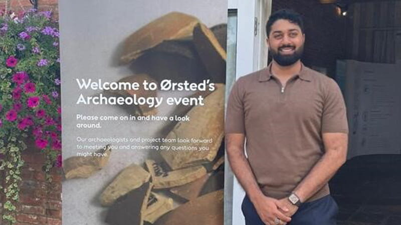 Image of Imran Nawaz, Head of Hornsea 3 Stakeholder Relations, at a community archaeological event