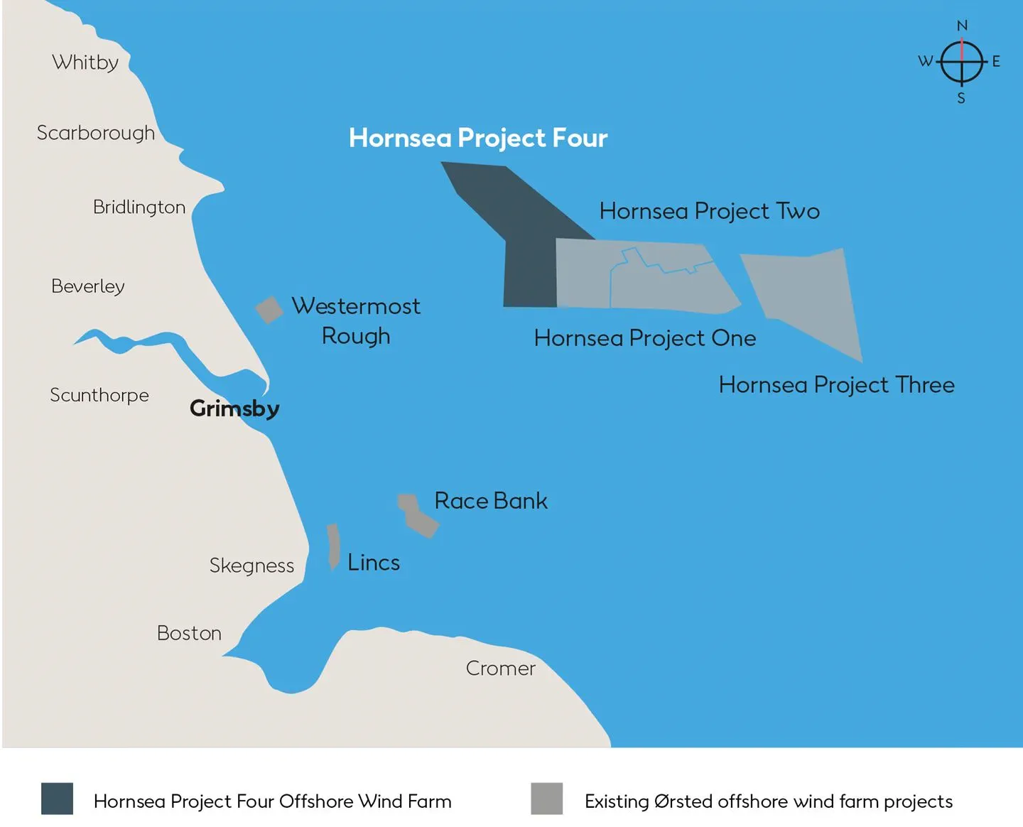Map showing the location of Hornsea 4 Offshore Wind Farm.