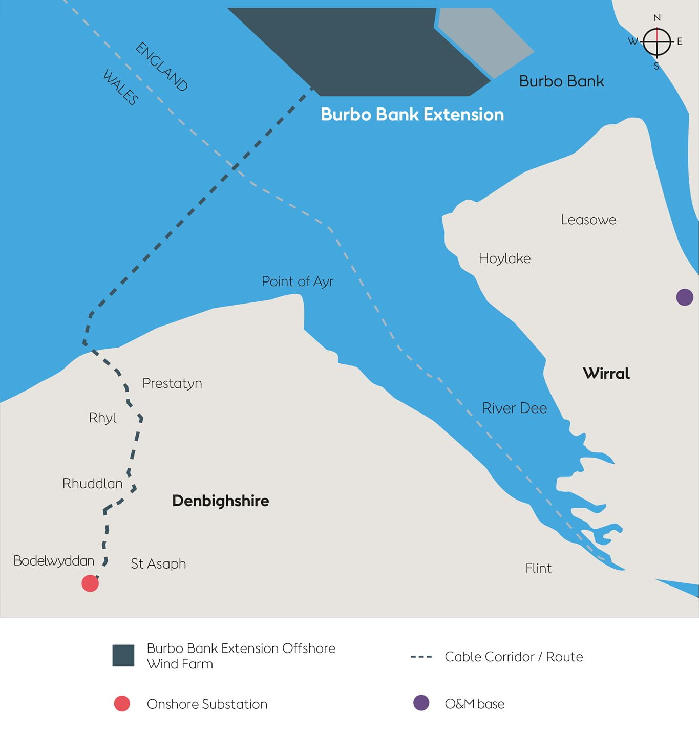 Map showing the location of Burbo Bank Extension Offshore Wind Farm.