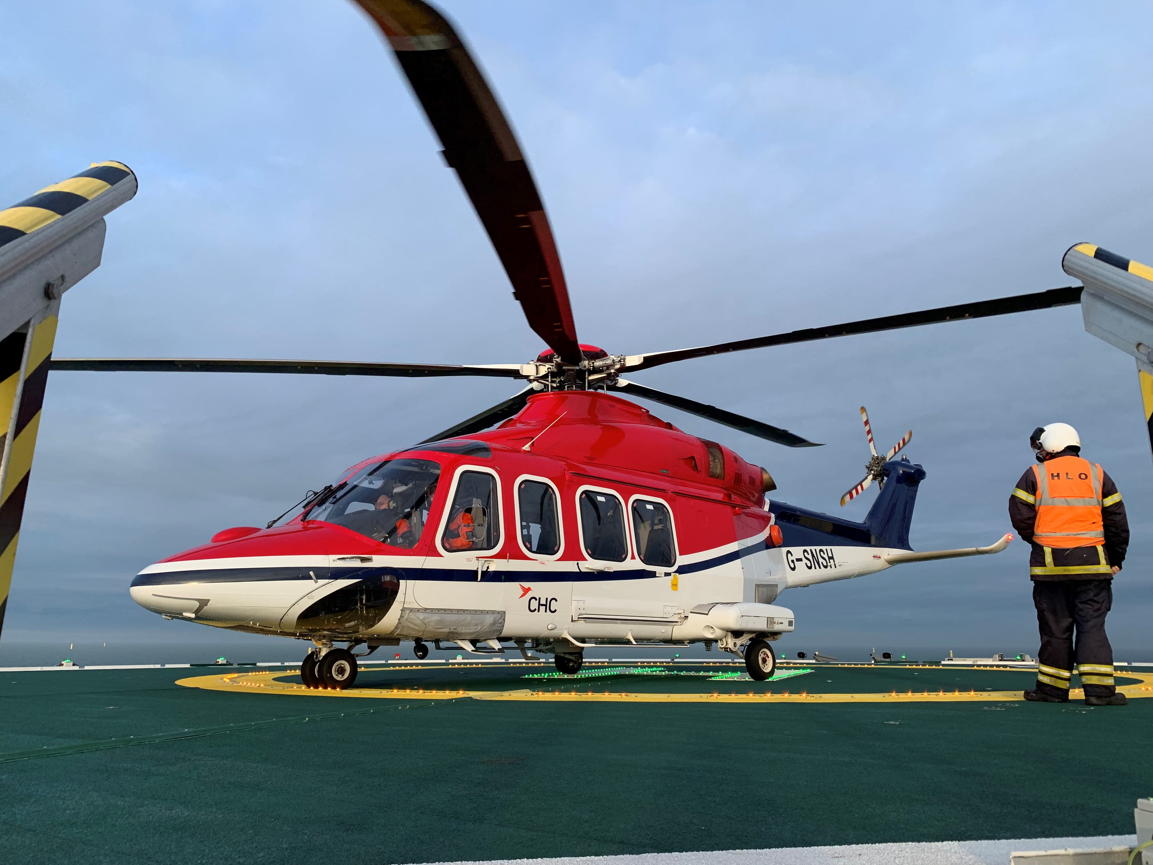 An AW139 CHC Helicopter on Offshore Heli-Deck - Credit: Adam White, Ørsted
