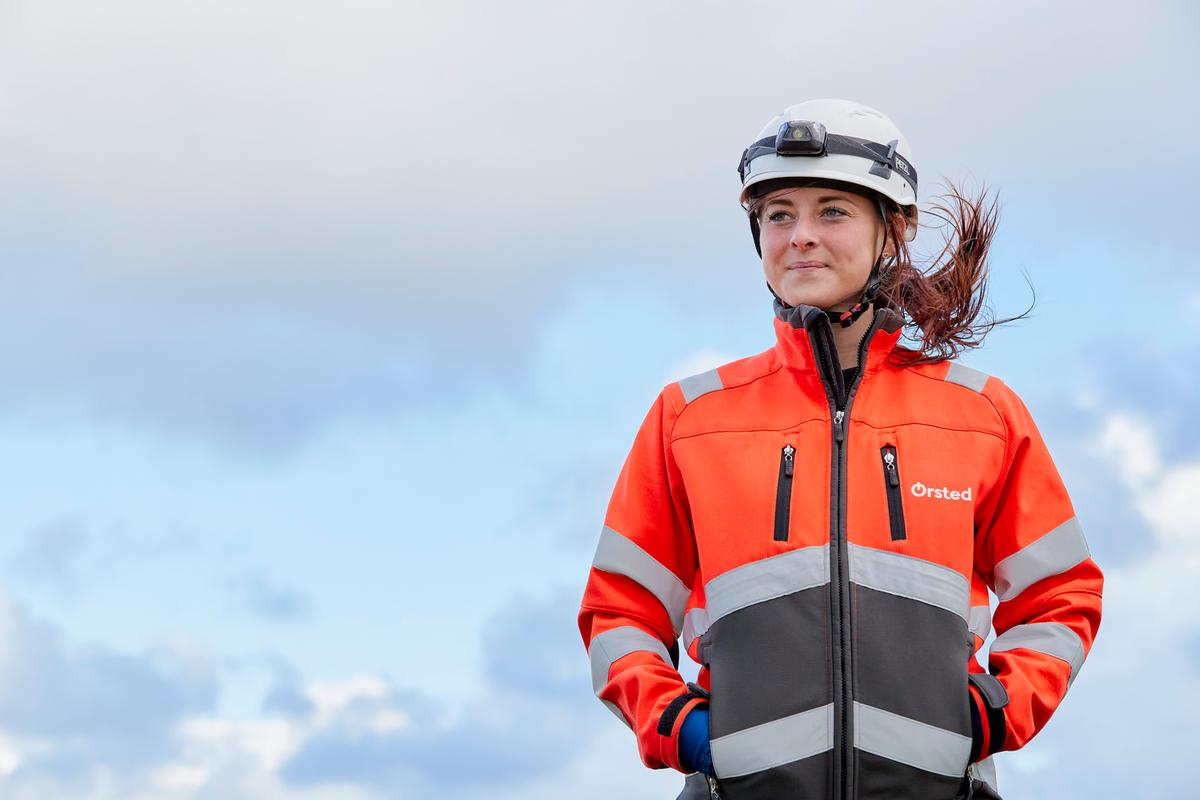 Above: Leah Clough is now a fully qualified Wind Turbine Technician for Ørsted, having started her apprenticeship in 2018