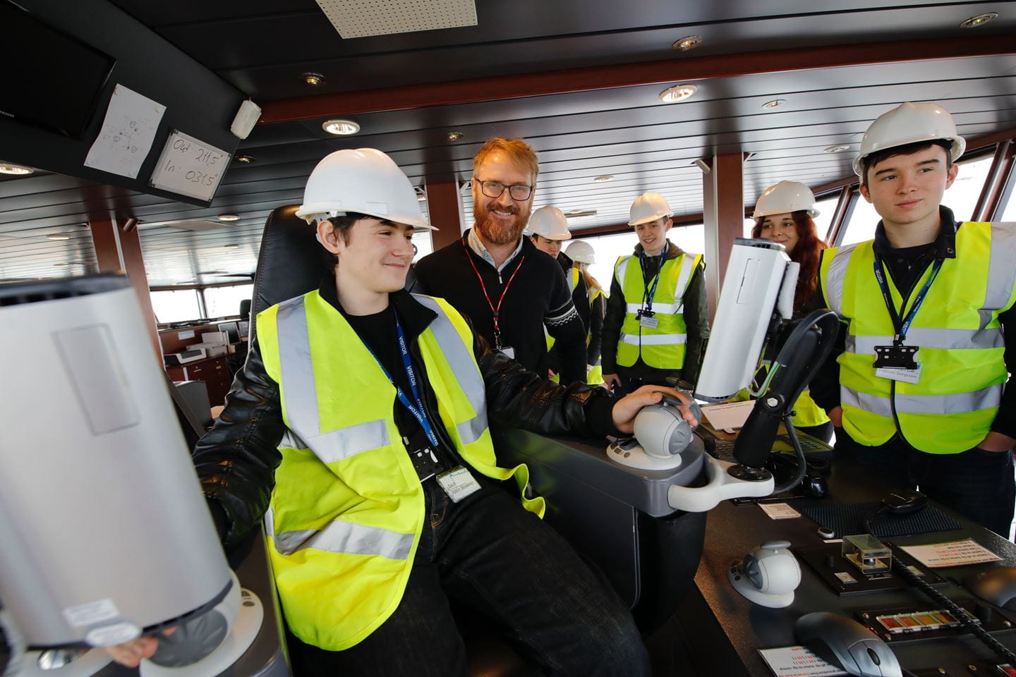 Students on Safety Operations Vessel