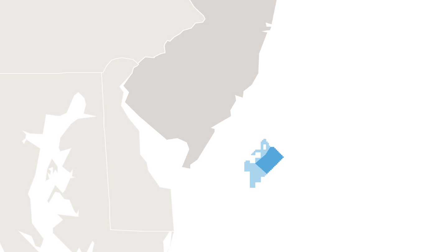 Map of Ørsted's Ocean Wind 1 offshore wind farm off the coast of New Jersey.