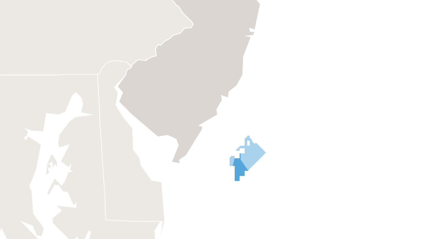 Map of Ørsted's Ocean Wind 2 offshore wind farm off the coast of New Jersey.