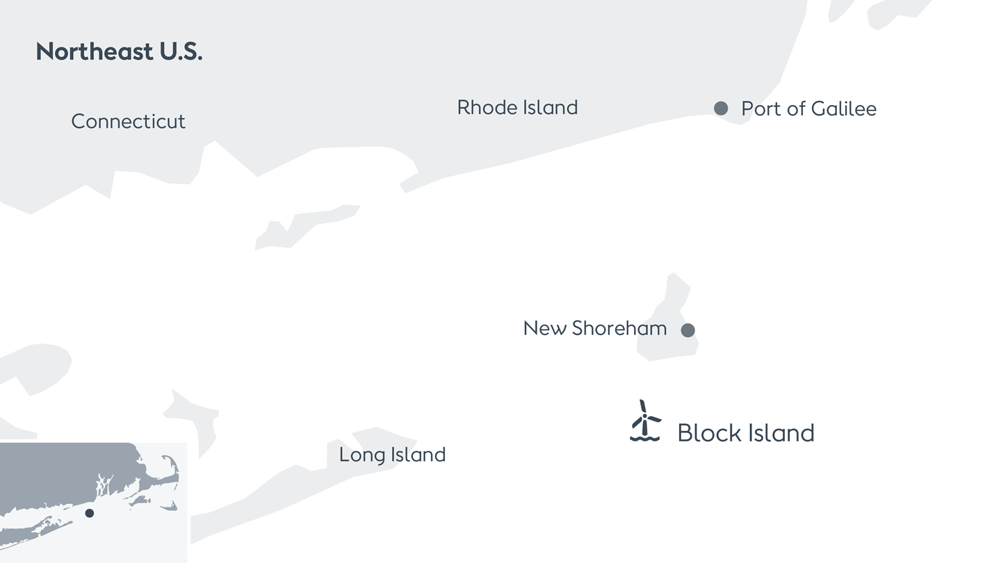 Map of the Block Island offshore wind farm