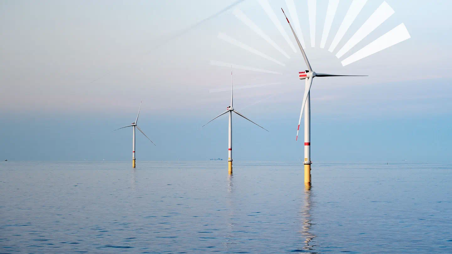 Three offshore wind turbines