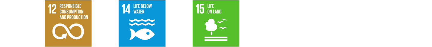 SDG 12: Responsible consumption and production, 14: Life below water & 15: Life on land